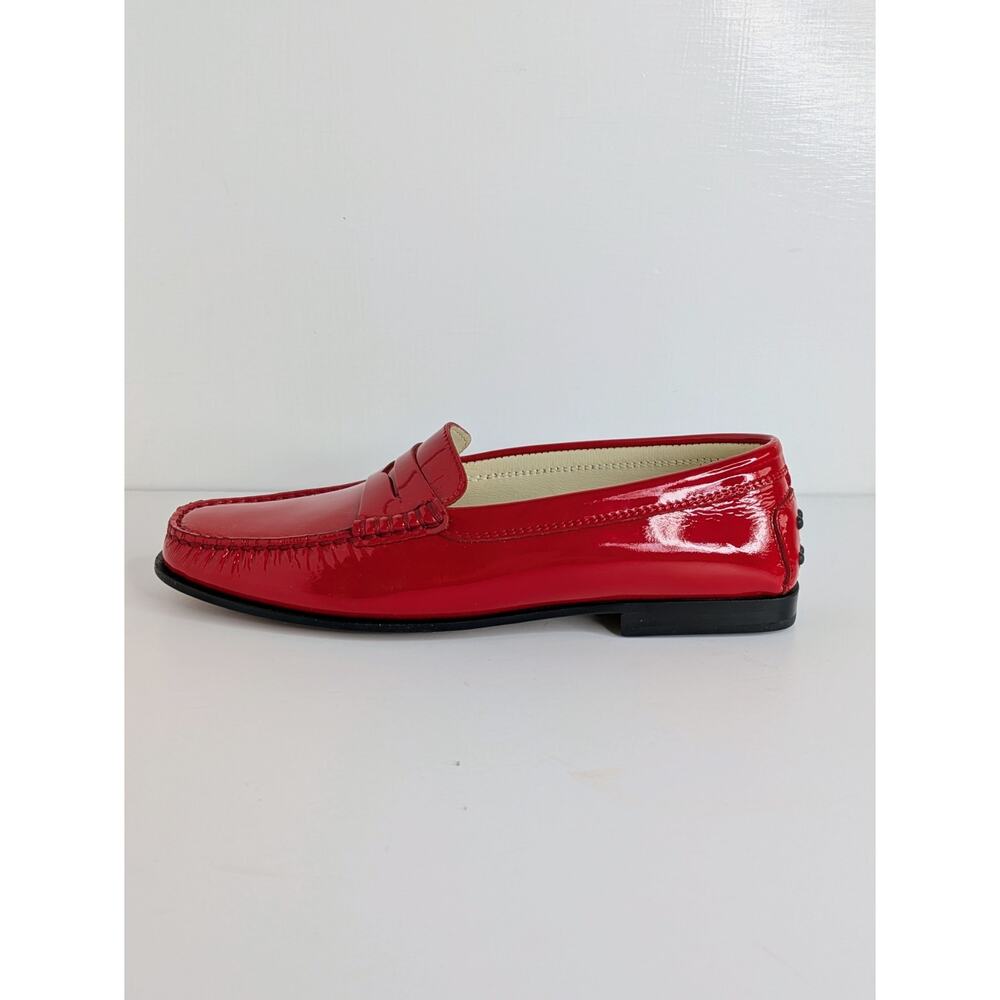 Tod's Gommini Penny Loafers 37 Red Patent Leather Classic Loafer Flat 6.5-7